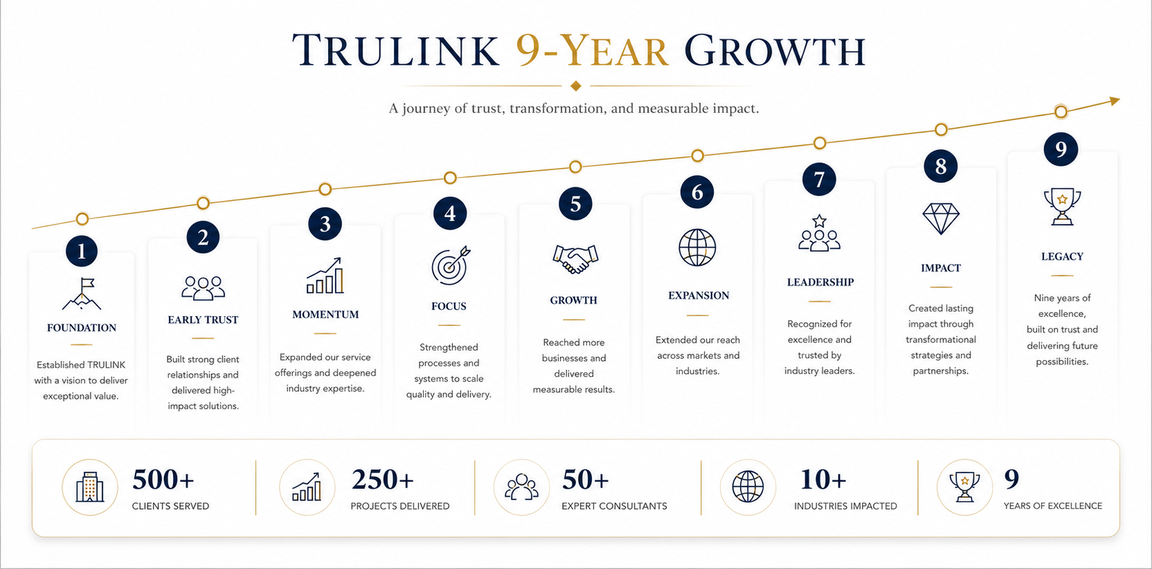 TRULINK 9-Year Growth Timeline Infographic